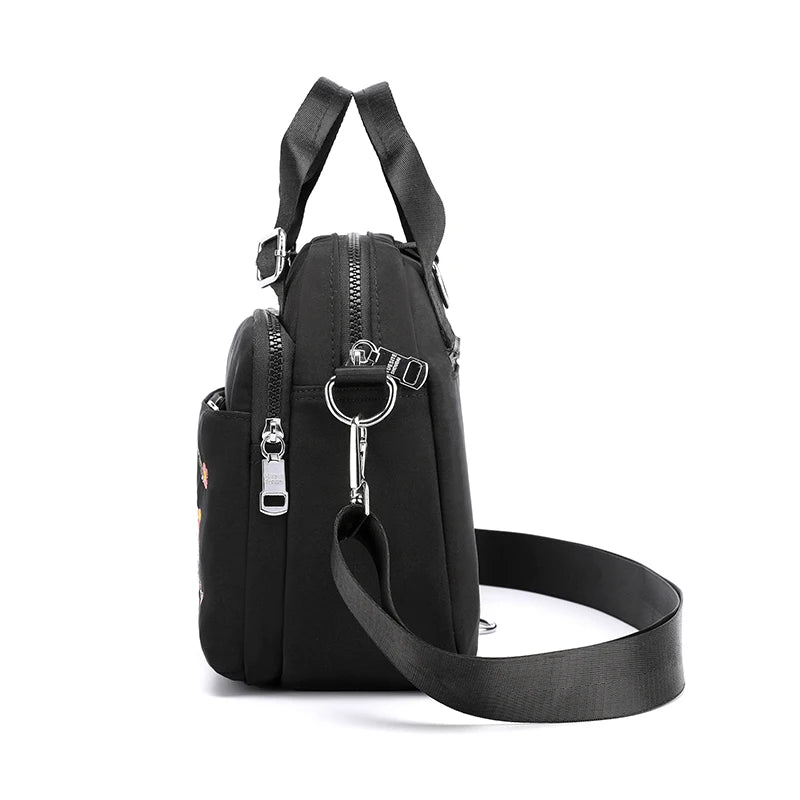 Embroidery Flowers Women's Tote Shoulder Bag Multifunction Handbags