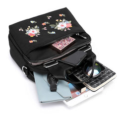 Embroidery Flowers Women's Tote Shoulder Bag Multifunction Handbags