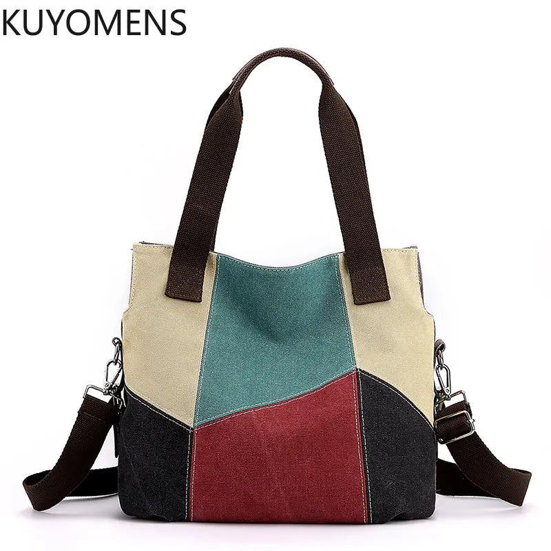 Vintage Patchwork Shoulder Bag Women's Messenger Top-handle Tote Crossbody Purse