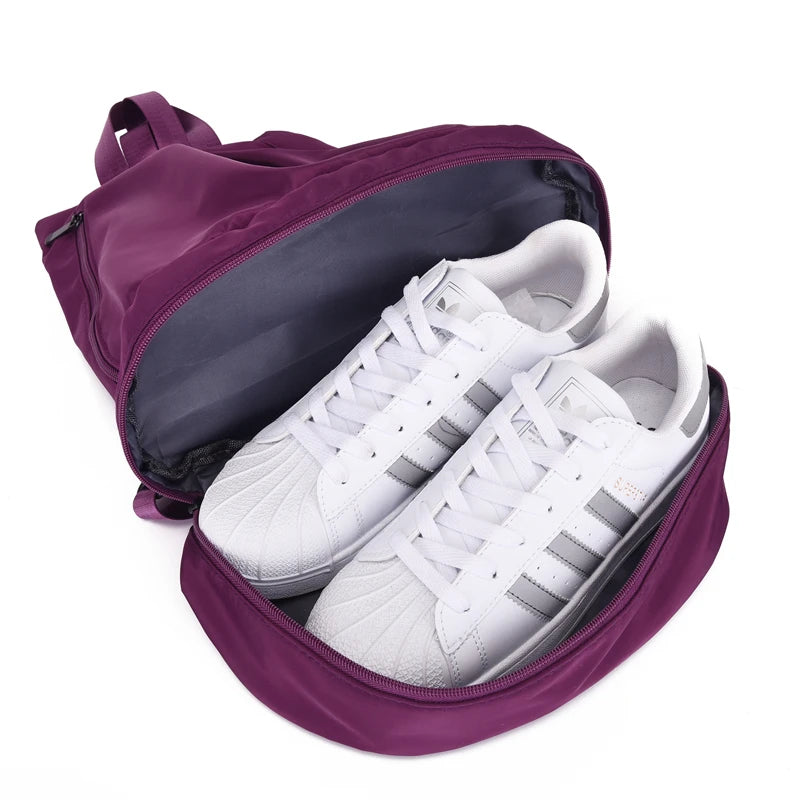 Nylon Laptop Backpack Women Travel Shoulder Bag