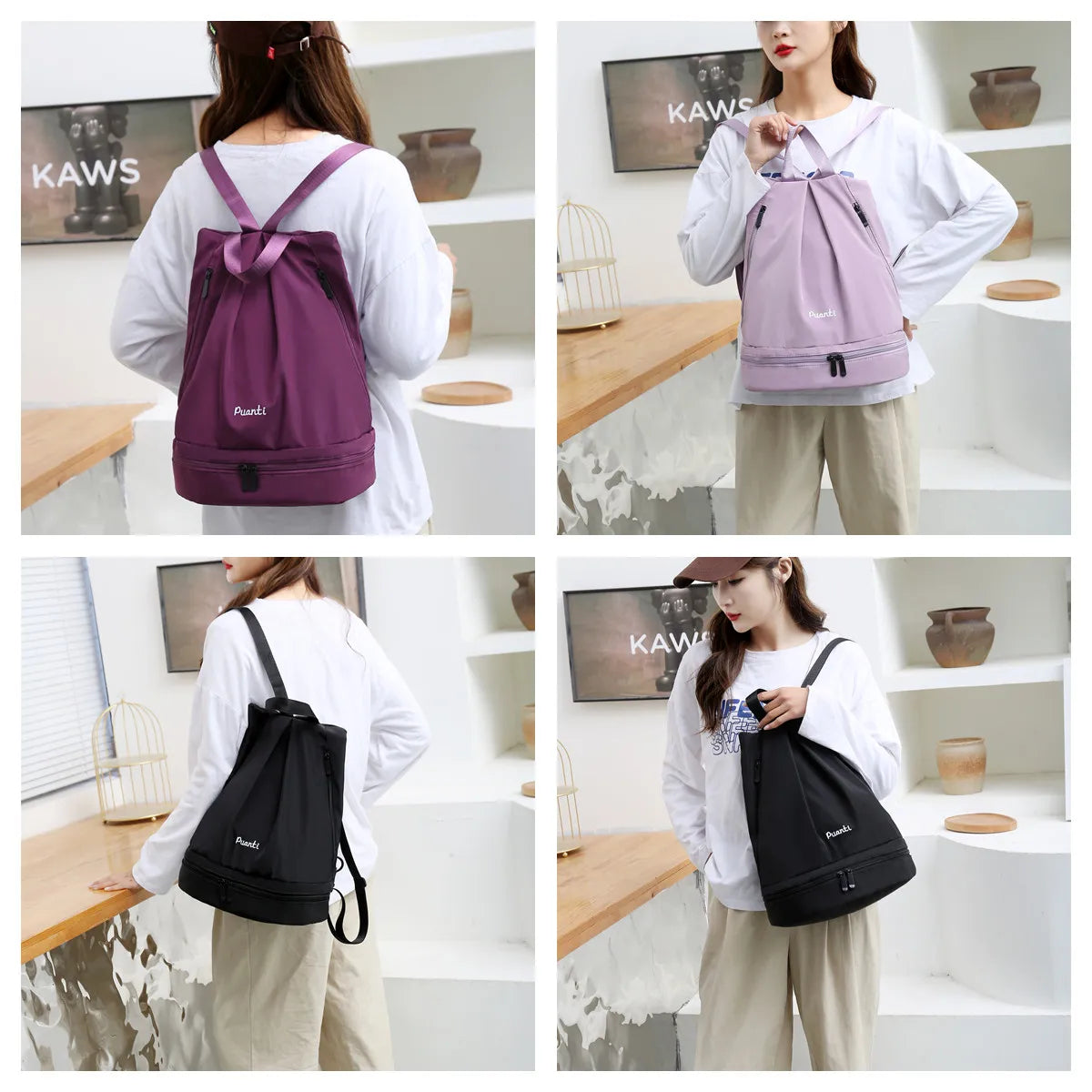 Nylon Laptop Backpack Women Travel Shoulder Bag