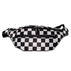 Nylon Lattice Waist Bag Shoulder Chest Fanny Pack for Women