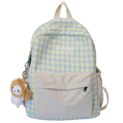 Plaid Backpack Women School Bag For Teenage Girl Check Shoulder Bag