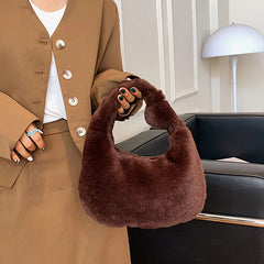 Plush Handbag for Women Shoulder Bags Lady Shopping Pack Evening Bag