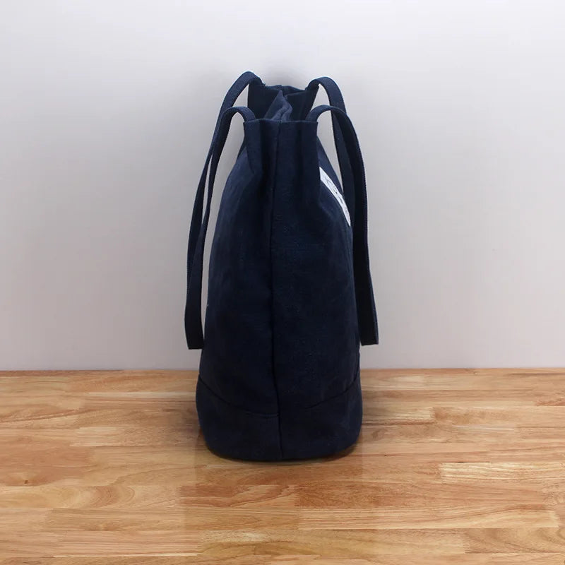 Canvas Bucket Bags Women Foldable Shoulder Bag Large Capacity Tote