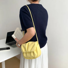 Women Soft Pu Leather Handbags Mini Pleated Shoulder bags