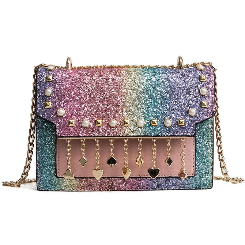 Women's Pearl Chain Crossbody Bag Messenger Bag