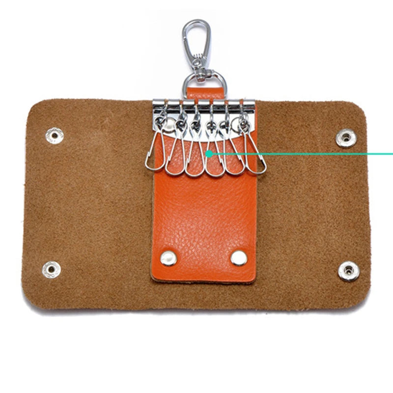 Vintage Minimalist Key Holder Soft Leather Men Women Keychain Pouch