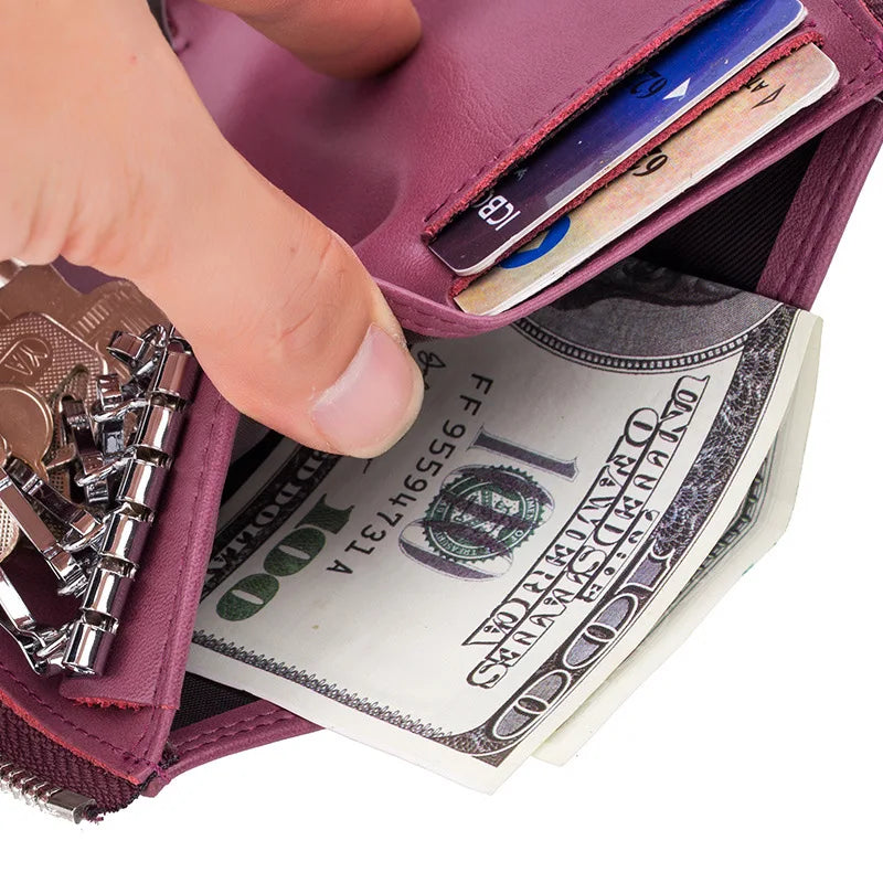Minimalist Soft Leather Key Wallet for Women Men