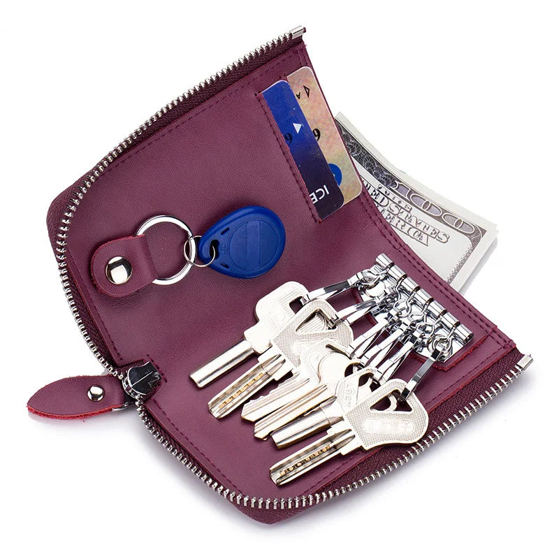 Minimalist Soft Leather Key Wallet for Women Men