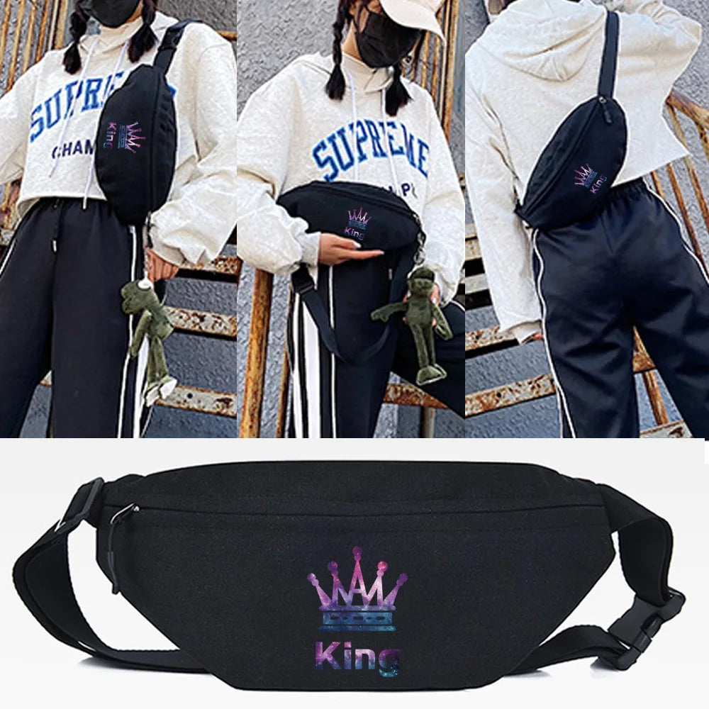 Unisex Queen Print Waist Bag Crossbody Phone Travel Pouch