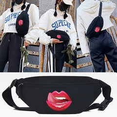 Lip Licking Print Crossbody Bag Women Chest Bag Handbag