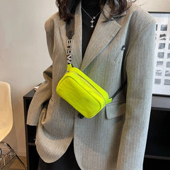 Women's Casual Canvas Waist Pack Fanny Belt Bag - Fluorescent Green