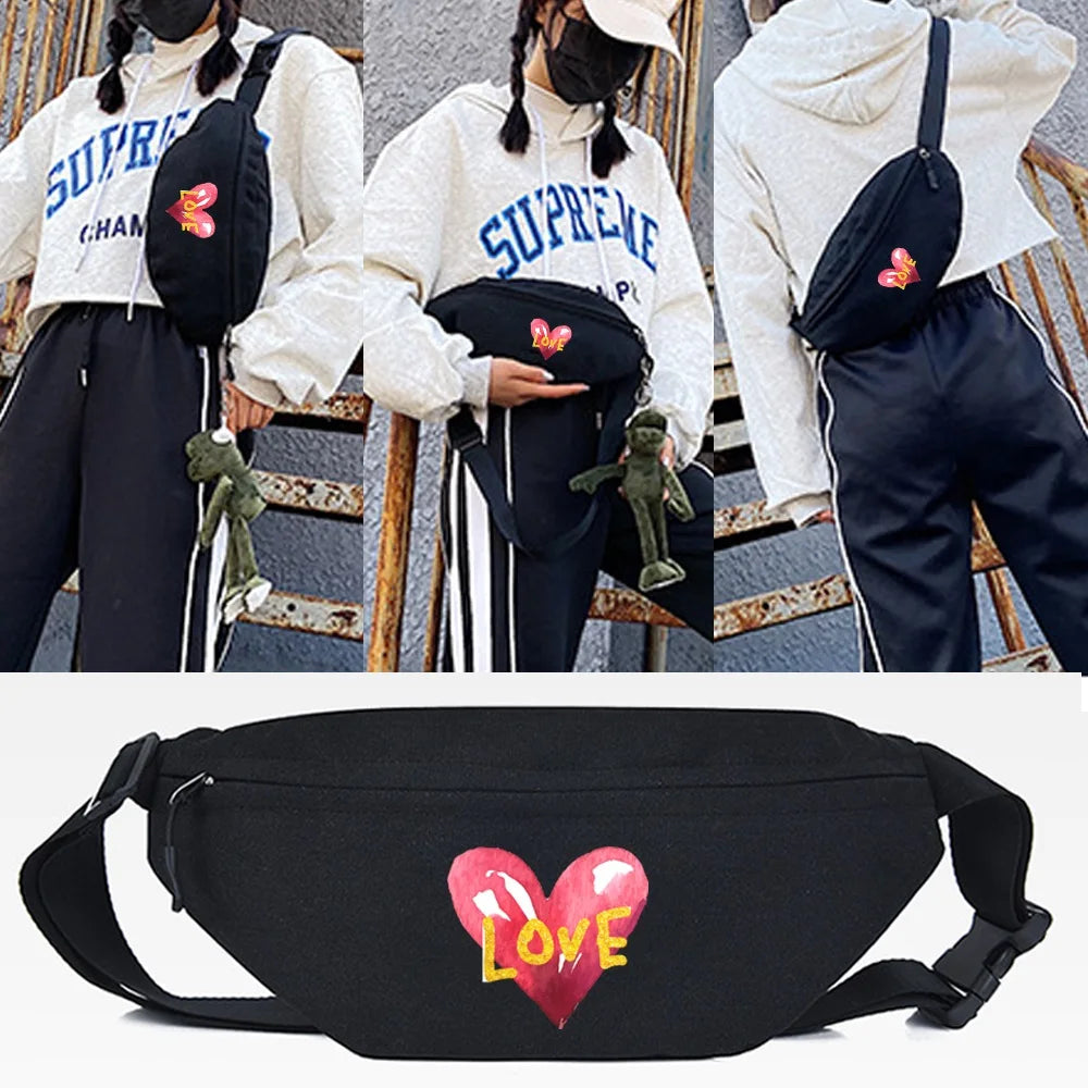Love Print Chest Bag Unisex Shoulder Bags