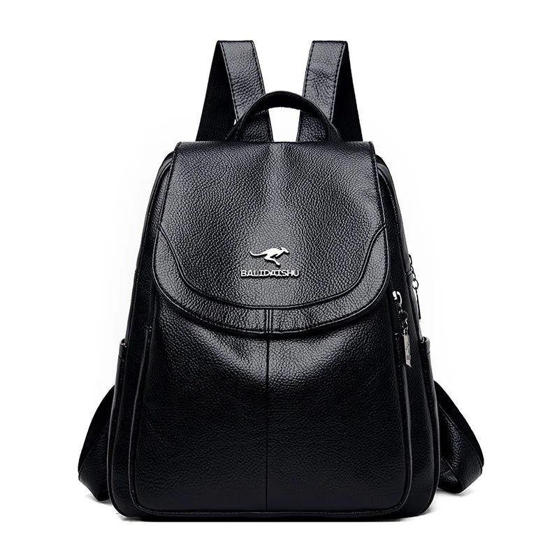 High Leather Women Backpack for Teenager Girls