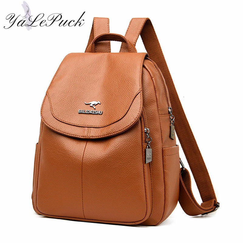 Leather Women Backpack for School and Teenager Girls