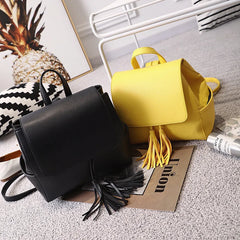 Women Backpacks Female Lady Tassel String Solid Girls School Bag