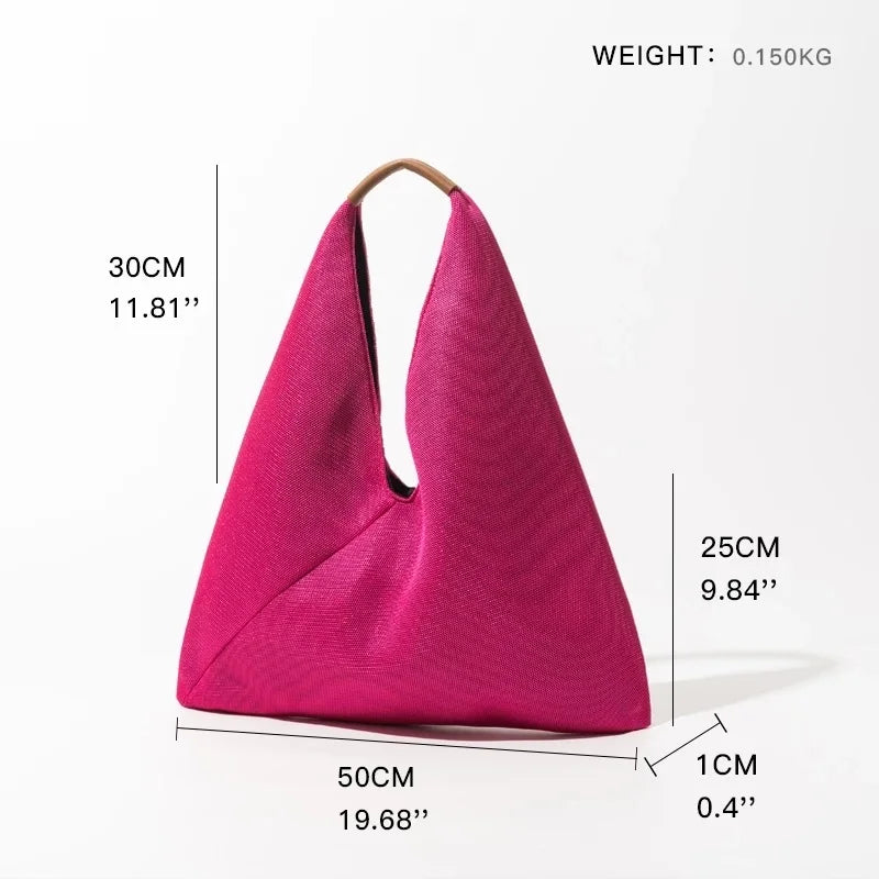 Women Tote Triangle Handbag Large Capacity Portable Shoulder Bag