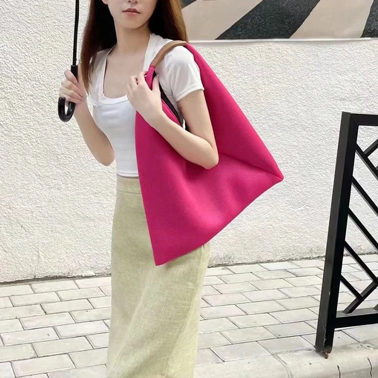 Women Tote Triangle Handbag Large Capacity Portable Shoulder Bag