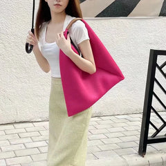 Women Tote Triangle Handbag Large Capacity Portable Shoulder Bag