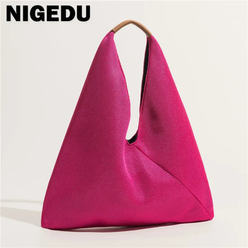Women Tote Triangle Handbag Large Capacity Portable Shoulder Bag