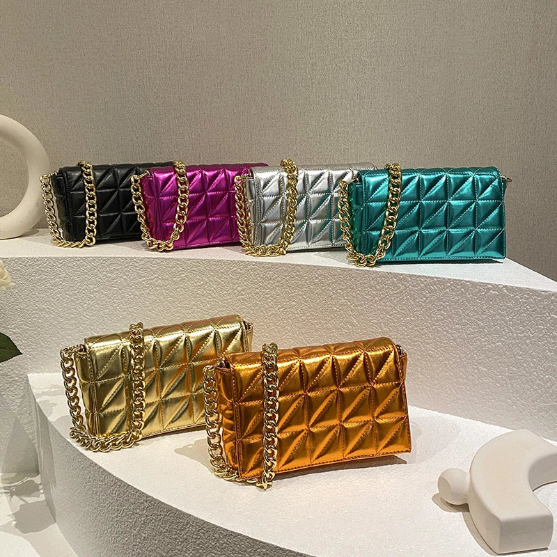 Quilted Shoulder Purse Chain Handbag Clutch Bag Leather Ladies Hand Bag