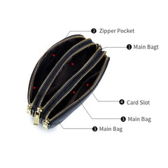 Women's Leather Flap Messenger Bag Crossbody Handbag