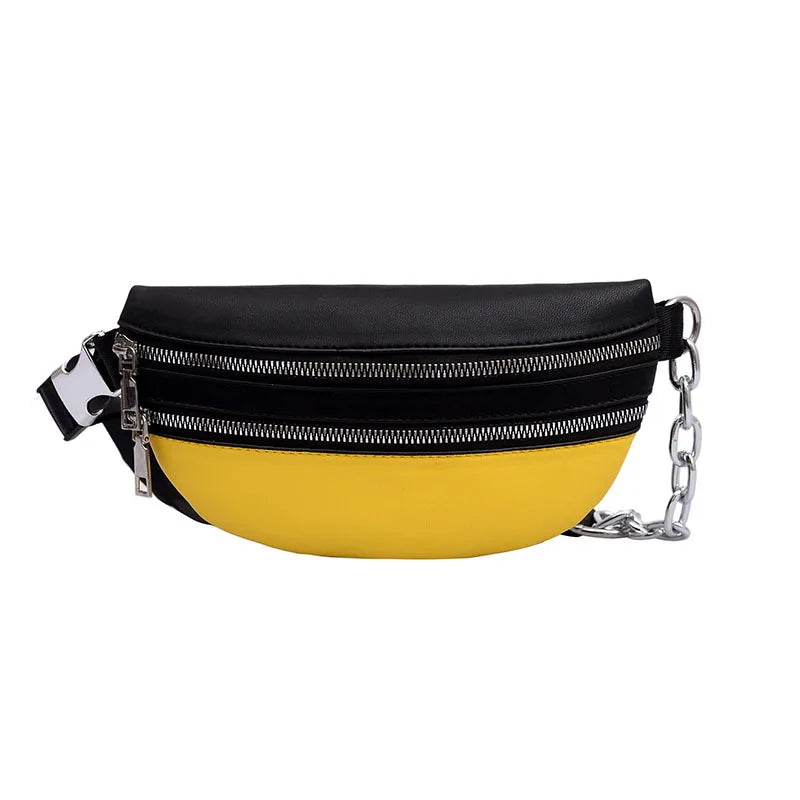 Women's Waist Bag Chain Chest Bags Ladies Belt Bag Leather Cross Body Bag