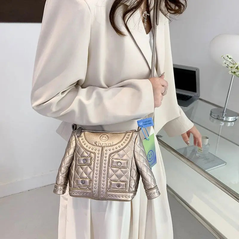 Rivet Shoulder Bag For Women Jacket Handbags Purse Ladies