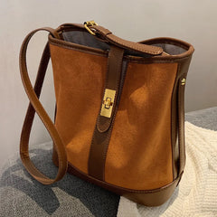 Matte PU Leather Bucket Shoulder Bag