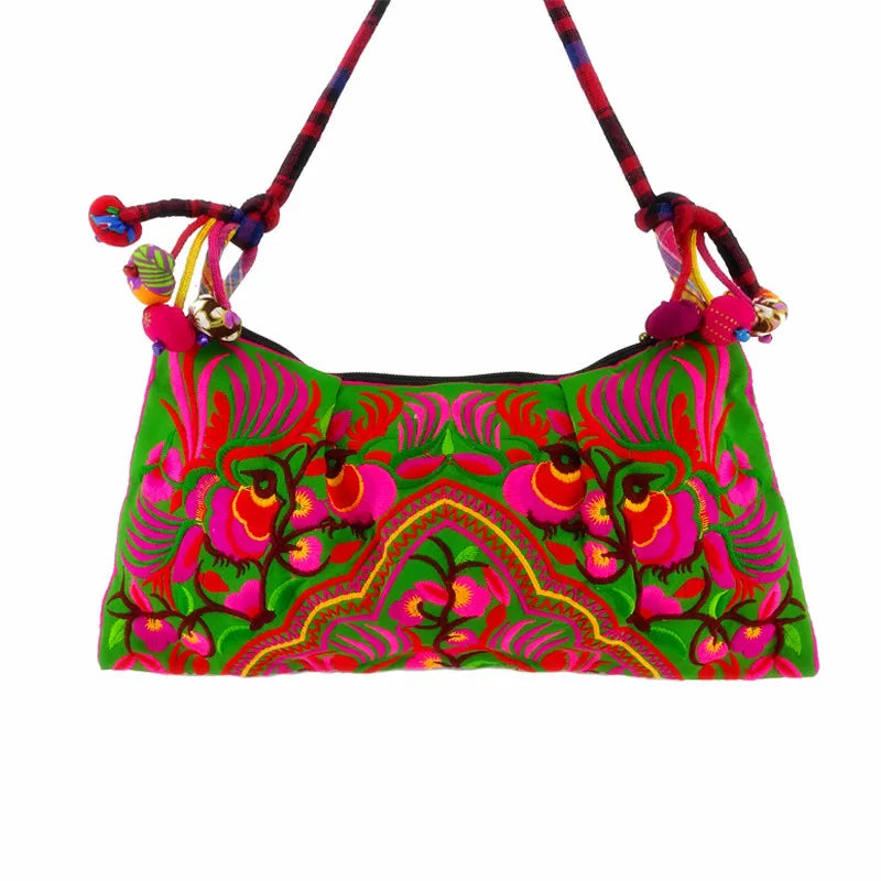 Ethnic Cotton Embroidered Crossbody Bag Vintage Canvas Women Shoulder Bag