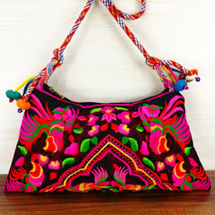 Ethnic Cotton Embroidered Crossbody Bag Vintage Canvas Women Shoulder Bag