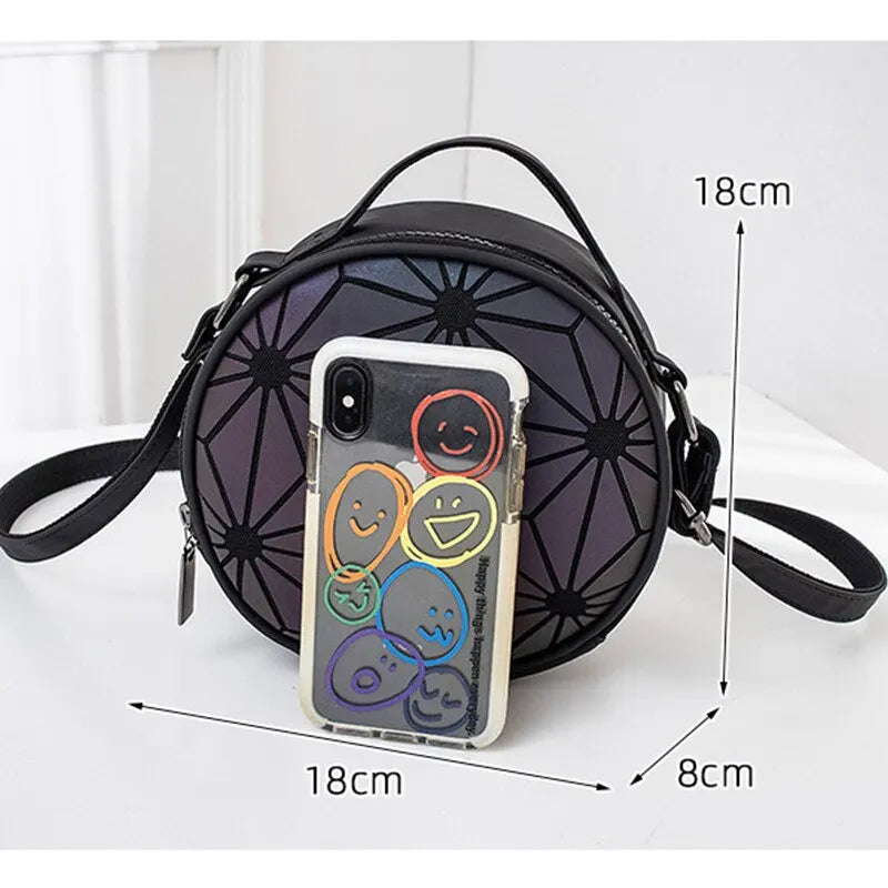 Reflective Geometric Holographic Crossbody Bag for Party