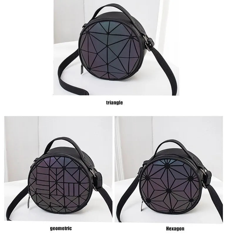 Reflective Geometric Holographic Crossbody Bag for Party