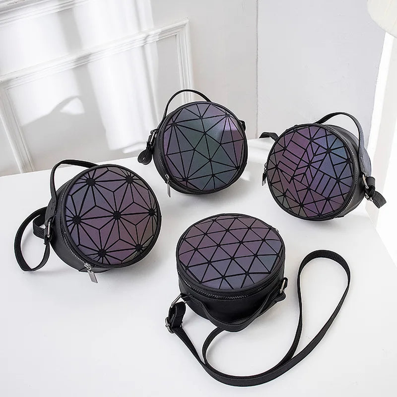 Reflective Geometric Holographic Crossbody Bag for Party