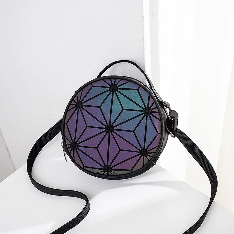 Reflective Geometric Holographic Crossbody Bag for Party