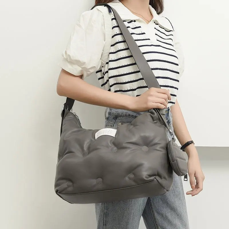 Brands Space Padded Large Tote Bag Women Handbags Nylon Down Cotton Shoulder Bag