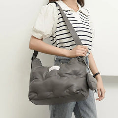 Brands Space Padded Large Tote Bag Women Handbags Nylon Down Cotton Shoulder Bag
