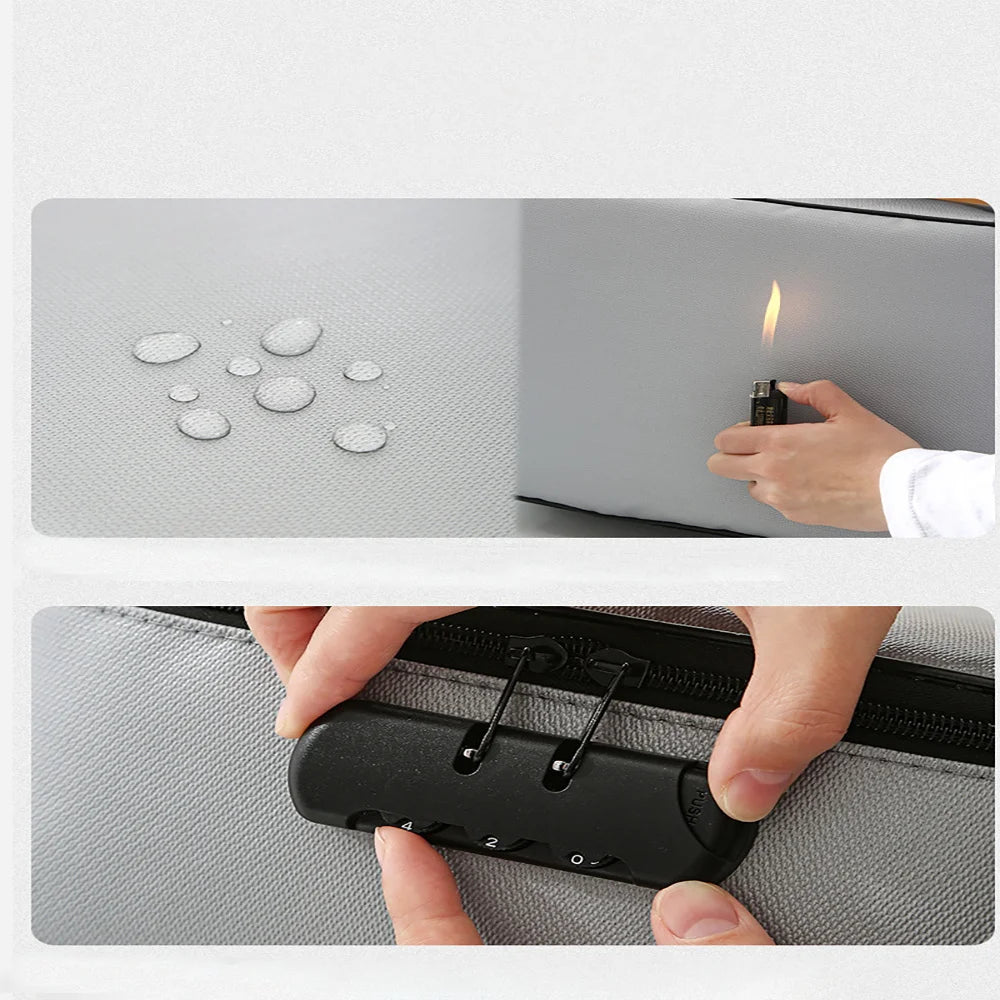 Briefcase Documents Organizer File Lockbox Waterproof Handbags