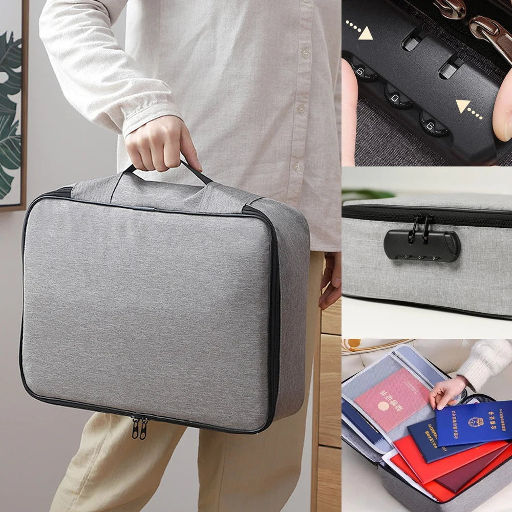 Briefcase Documents Organizer File Lockbox Waterproof Handbags