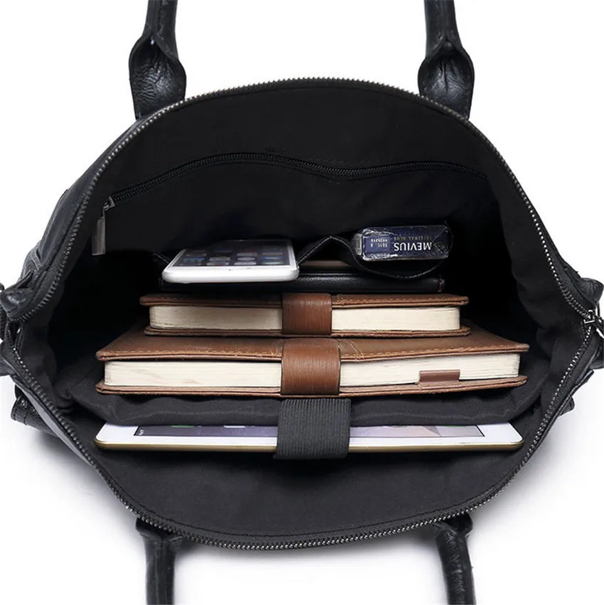 Men Leather Briefcase Bag Business Man Messenger Laptop Shoulder Handbag