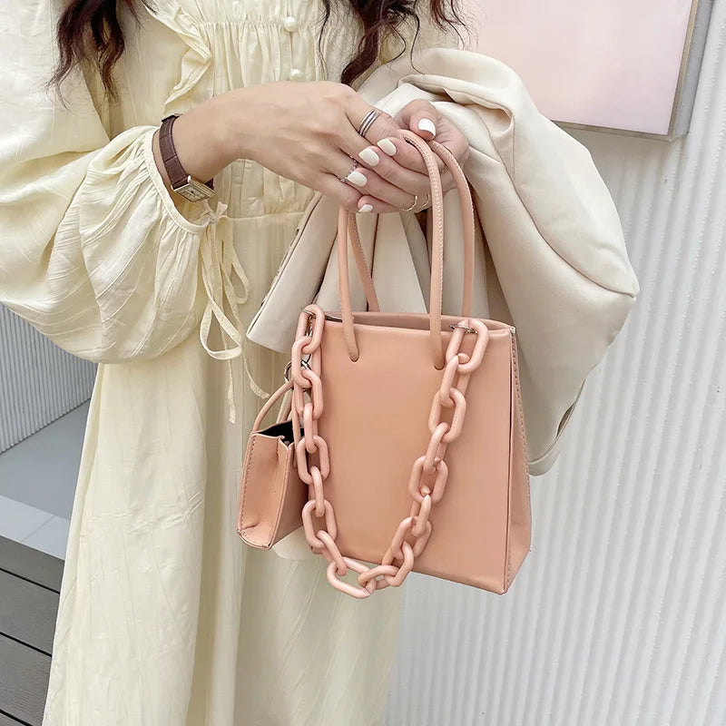 Bright Women Shoulder Crossbody Bag Acrylic Chain Composite Bag Large Handbag