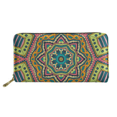Boho Floral Print Long Wallet Zipper Phone Bag for Girls Clutch Purse