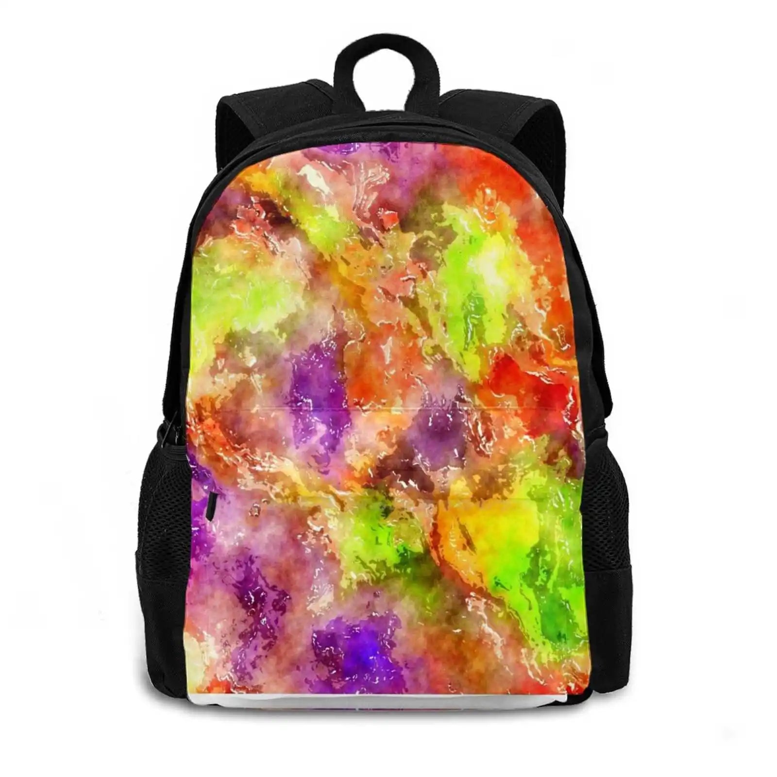 Colorful Liquid Pour Stained Glass Artwork Satchel Schoolbag Backpack