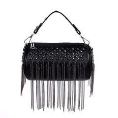 Bright Diamonds Women's Chain Shoulder Bag Fringe Leather Handbag