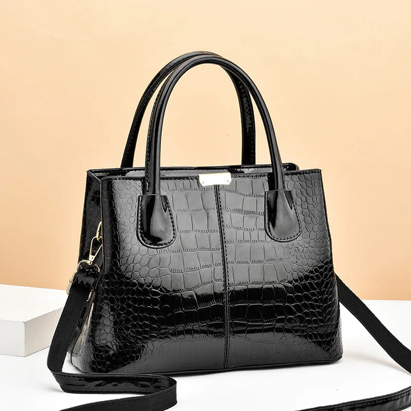 Stone Grain Leather Handbag Large-capacity Single Shoulder Bag