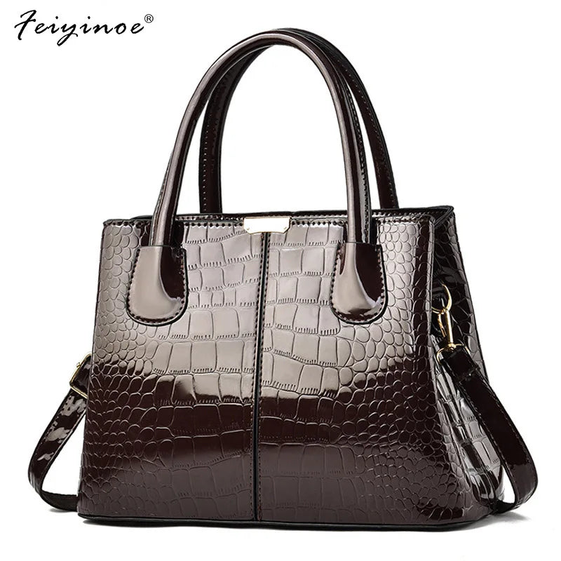 Stone Grain Leather Handbag Large-capacity Single Shoulder Bag