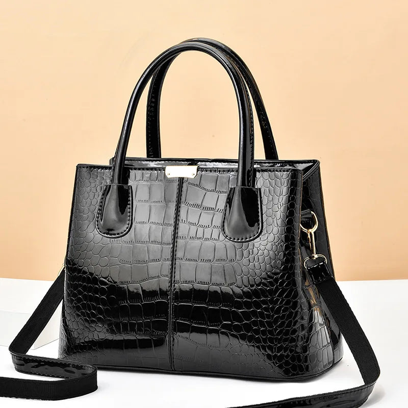 Stone Grain Leather Handbag Large-capacity Single Shoulder Bag