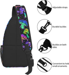 Psychedelic Mushrooms Chest Bag Crossbody Sling Travel Backpack