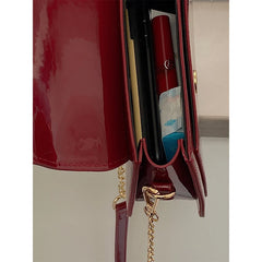 Bright PU Leather Women's Saddle Bag Shoulder Bag Vintage Small Purse